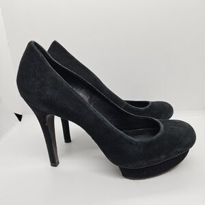 Tory Burch black suede Camille platform stiletto heels size 6